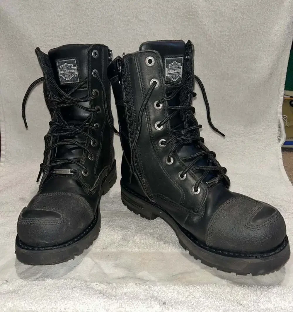 Harley-Davidson Men's Riddick Black Leather Motorcycle Boots Size 9M D98308